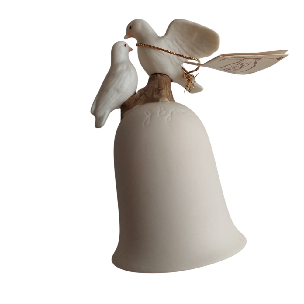 Vintage 1988 Jonathon Byron Porcelain Bell-Doves-Florals-American Signature Coll - Picture 4 of 13